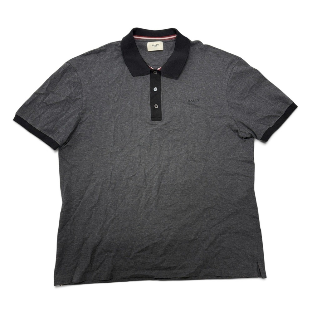 Bally 1851 Gray Cotton Polo Shirt Mother of Pearl Buttons Mens 44 Portugal